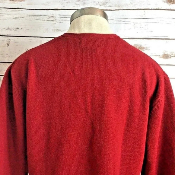 CHARTER CLUB Women Long Sleeve Lambswool Pullover V-Neck Red Sweater Size Medium - Picture 4 of 12